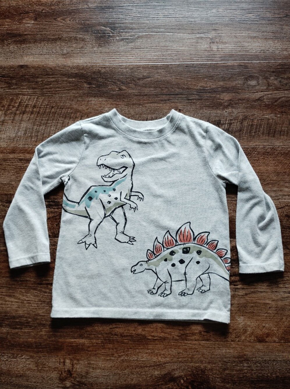 Garanimals Light Gray Long-Sleeve Tee with Dino Prints